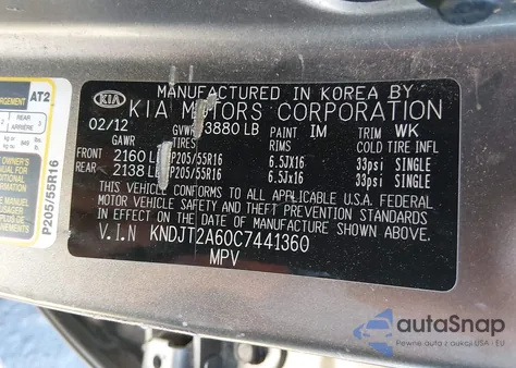 2012 Kia Soul + из США, поврежденный, VIN KNDJT2A60C7441360